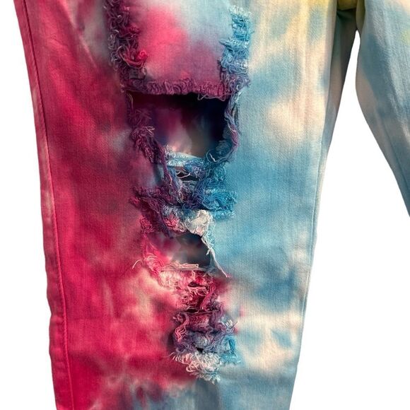 Vibrant M.I.U Distressed High Rise Super Skinny Jegginge Tie Dye Size 31 - Picture 3 of 12